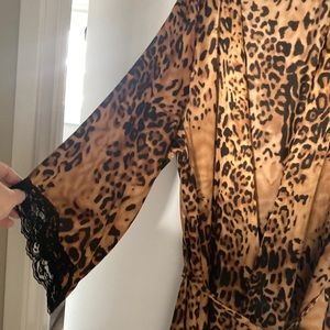 Full length Leopard robe.  Satiny